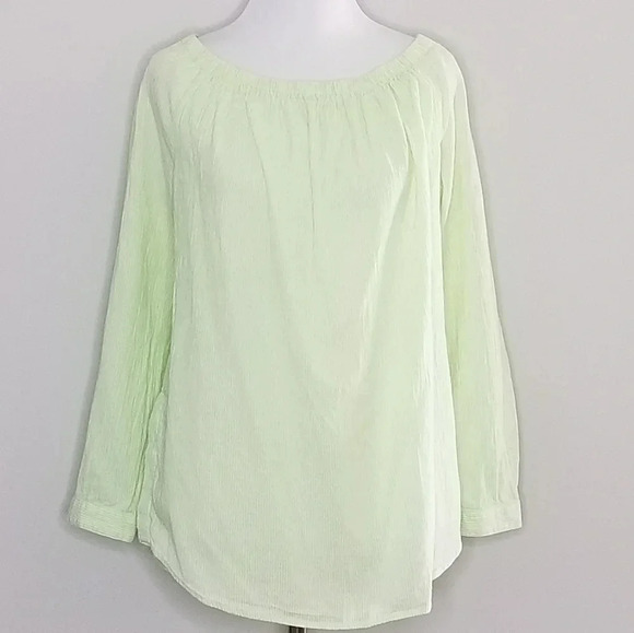 Crown & Ivy Green Seersucker Striped Top M - Picture 1 of 5